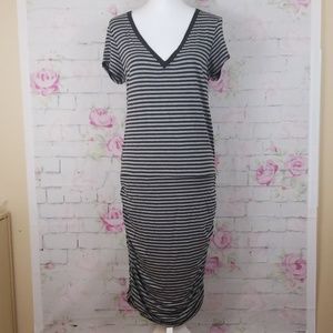 Athleta T-shirt dress sz Large gray/black striped